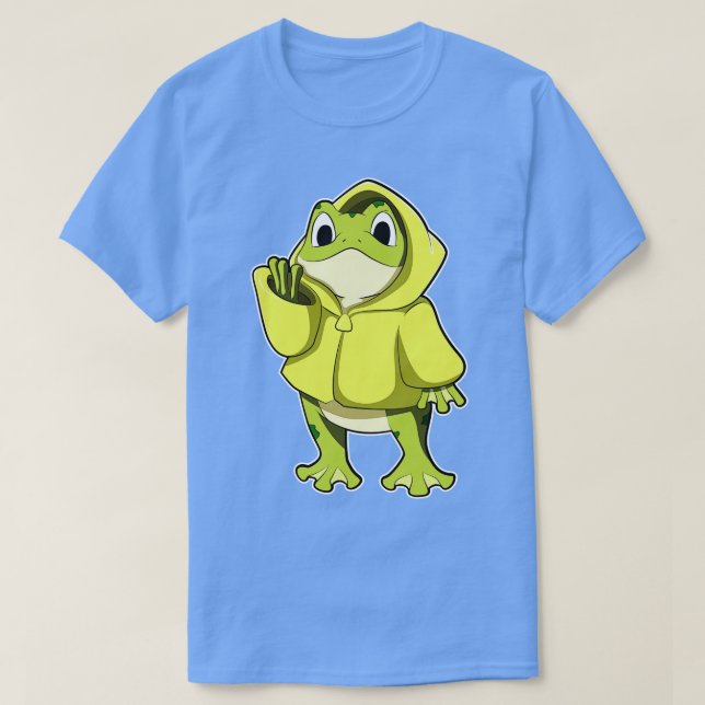 Frosch mit Regenmantel T-Shirt (Design vorne)