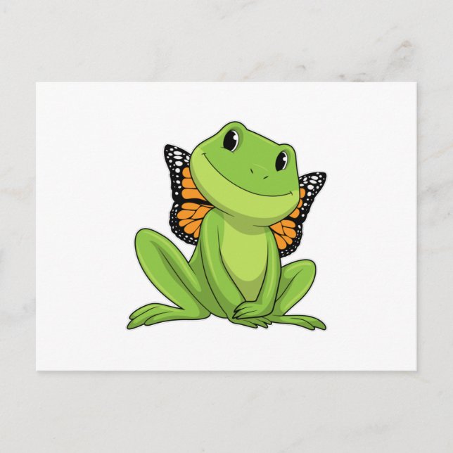 Frosch mit Schmetterling Postkarte (Vorderseite)