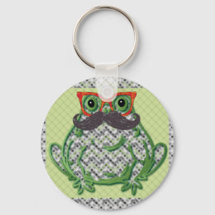 Frosch mit Schnurrbart- und Fischgläsern durch Schlüsselanhänger