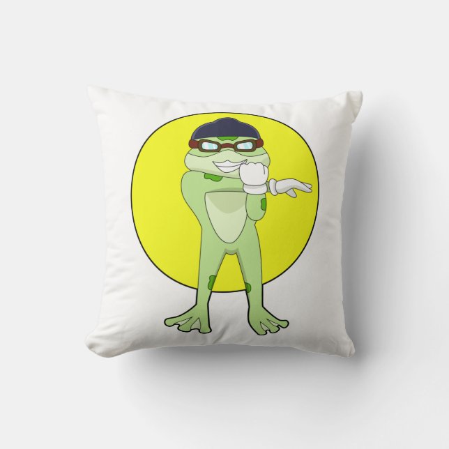 Frosch mit Schwimmbrille Kissen (Vorderseite)