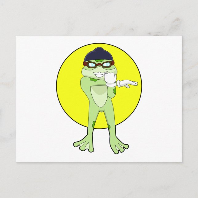 Frosch mit Schwimmbrille Postkarte (Vorderseite)