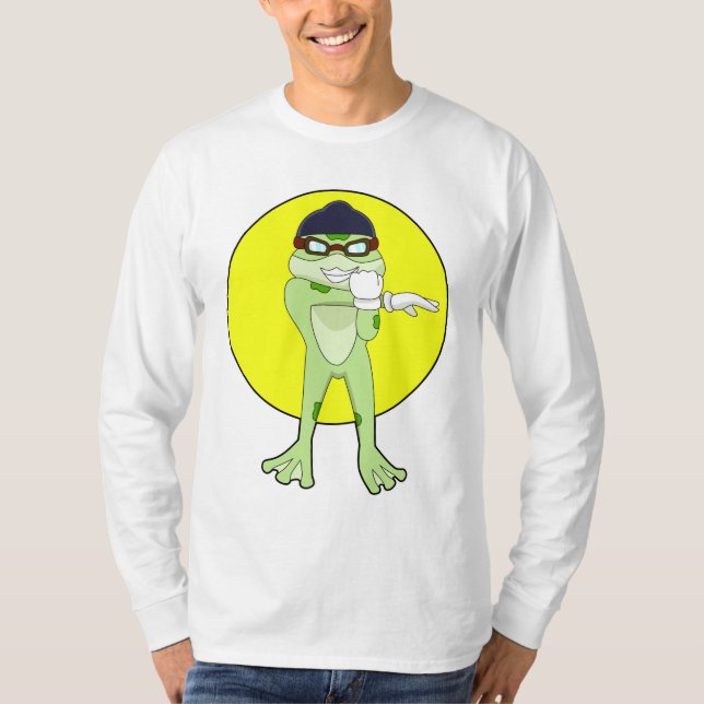 Frosch mit Schwimmbrille T-Shirt (Vorderseite)