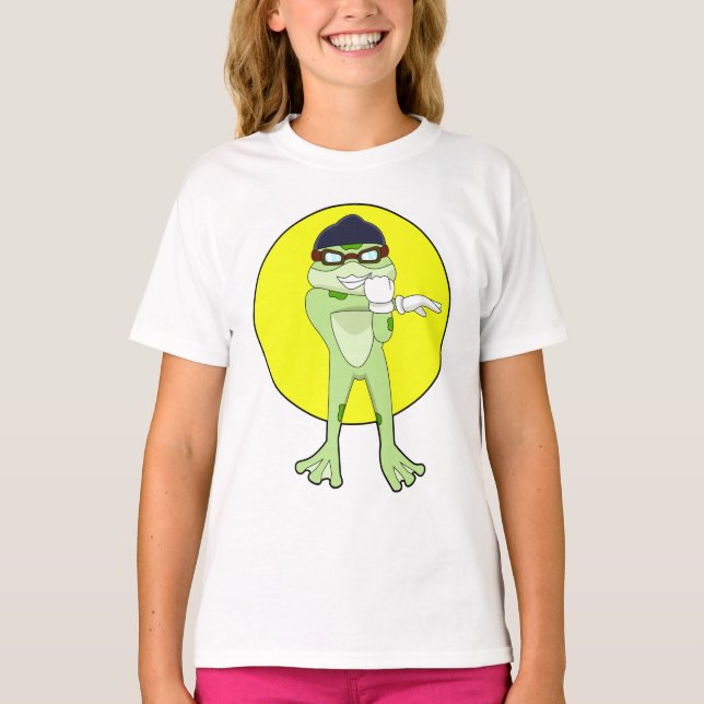 Frosch mit Schwimmbrille T-Shirt (Vorderseite)
