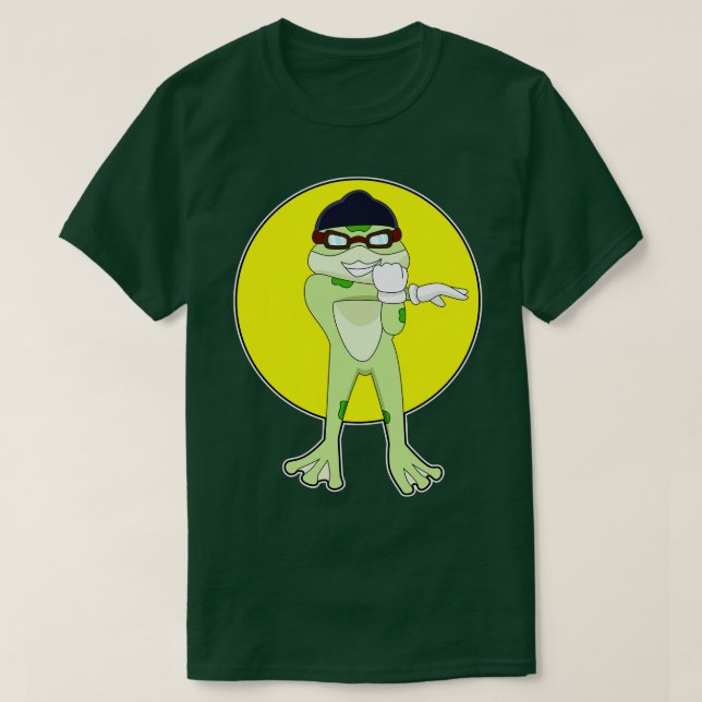 Frosch mit Schwimmbrille T-Shirt (Design vorne)