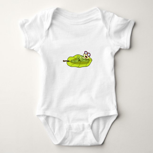 Frosch mit Sonnenbrille Baby Strampler (Vorderseite)