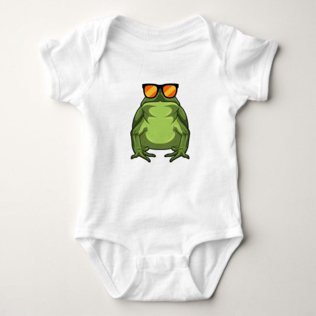 Frosch mit Sonnenbrille Baby Strampler (Vorderseite)