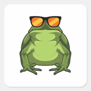 Frosch mit Sonnenbrille Quadratischer Aufkleber
