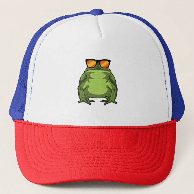 Frosch mit Sonnenbrille Truckerkappe (Vorderseite)