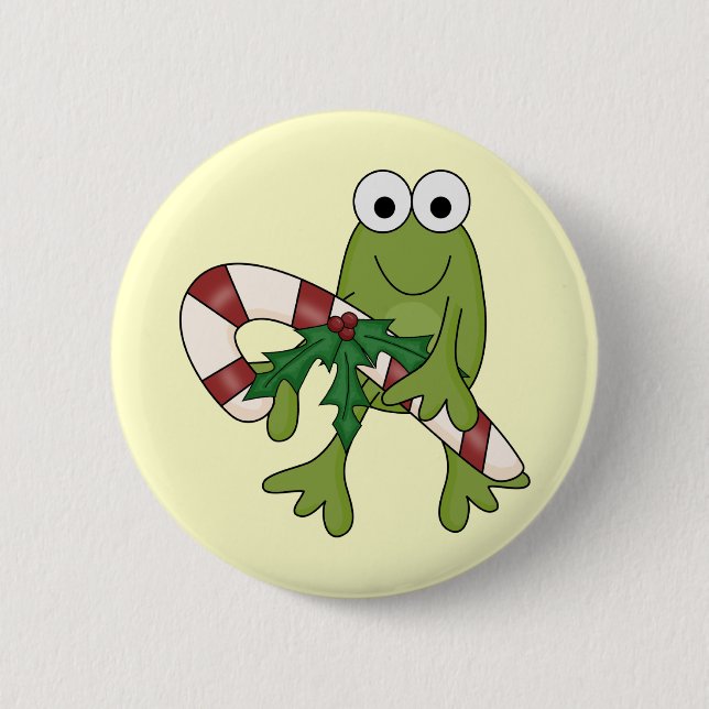 Frosch mit Süßkanistenhemden und Geschenken Button (Vorderseite)