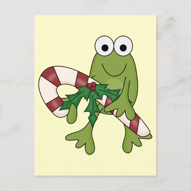 Frosch mit Süßkanistenhemden und Geschenken Postkarte (Vorderseite)