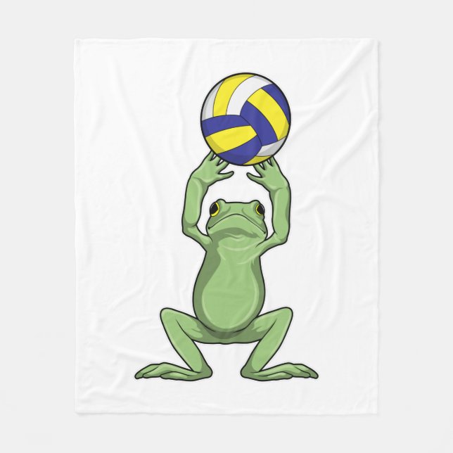 Frosch mit Volleyball Fleecedecke (Vorderseite)