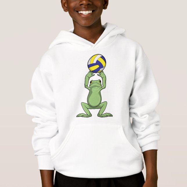 Frosch mit Volleyball Hoodie (Vorderseite)