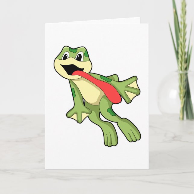 Frosch mit Zunge draußen Karte (Vorderseite)