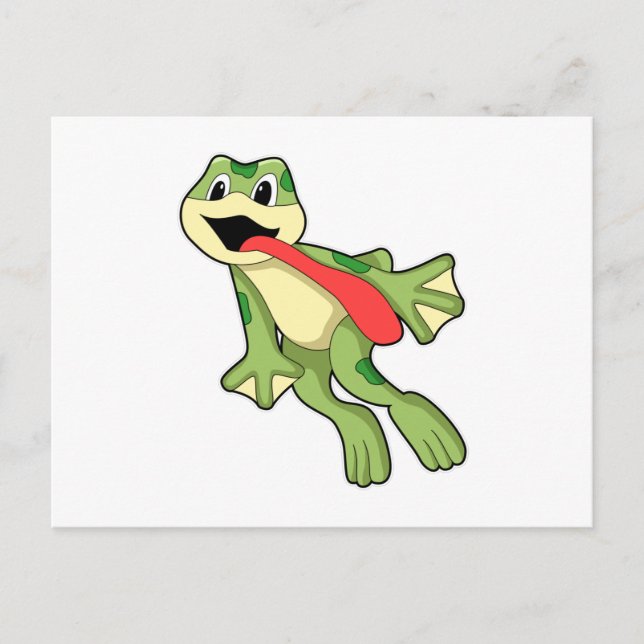 Frosch mit Zunge draußen Postkarte (Vorderseite)