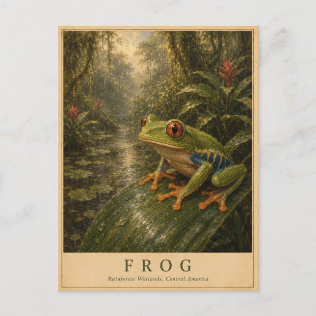 Frosch Mittelamerika VINTAGE Postkarte (Vorderseite)
