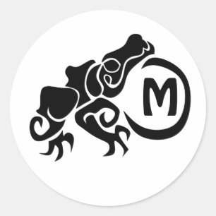 Frosch-Monogramm Runder Aufkleber