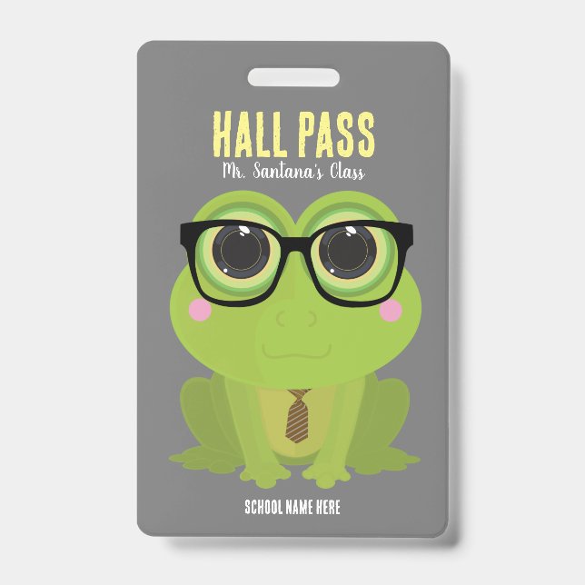 Frosch Nerd Hall Pass Abzeichen Ausweis (Vorderseite)