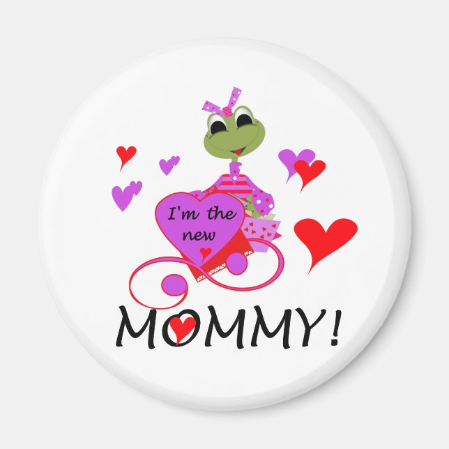 Frosch New Mommy T - Shirt und Geschenke Magnet (Vorne)