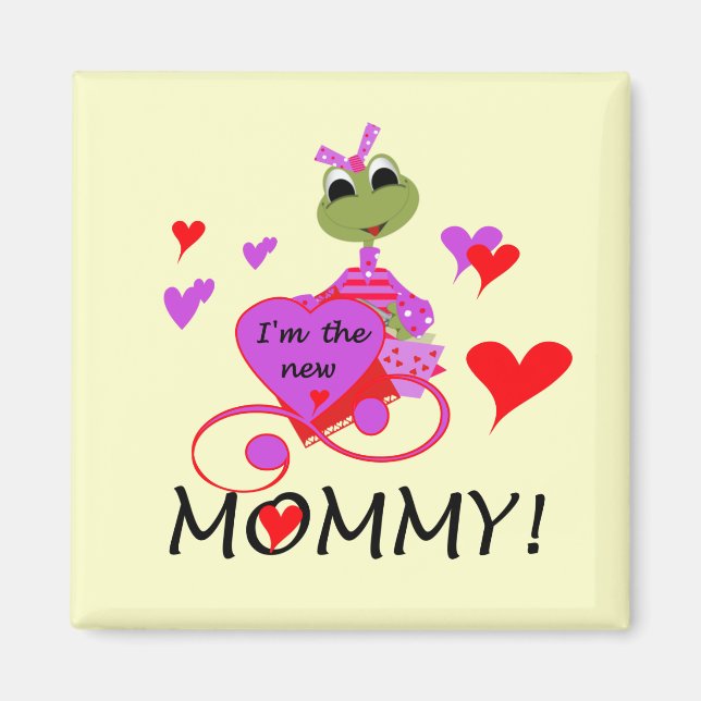 Frosch New Mommy T - Shirt und Geschenke Magnet (Vorne)