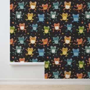 Frosch Niedlich Froggy Muster Khalk Zeichnend Tapete