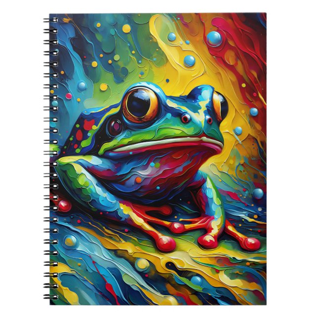 Frosch-Notizbuch mit Farbklecks Notizblock (Vorderseite)