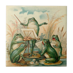Frosch-Orchester-Vintage Illustration Fliese