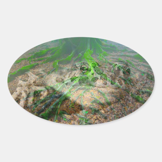 Frosch Ovaler Aufkleber (Vorderseite)
