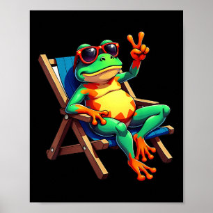 Frosch Peace Sign Sungles Summer Poster