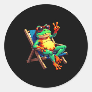 Frosch Peace Sign Sungles Summer Runder Aufkleber