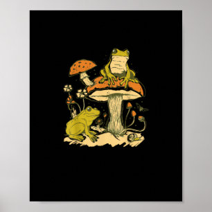 Frosch-Pilz-Cottagecore-Ästhetik-Goblincore-Schnit Poster