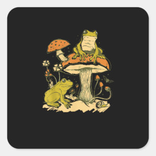Frosch-Pilz-Cottagecore-Ästhetik-Goblincore-Schnit Quadratischer Aufkleber