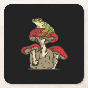 Frosch-Pilz-Cottagecore-Klassischer Retro-Charme Rechteckiger Pappuntersetzer