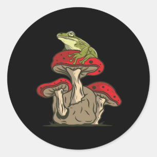 Frosch-Pilz-Cottagecore-Klassischer Retro-Charme Runder Aufkleber