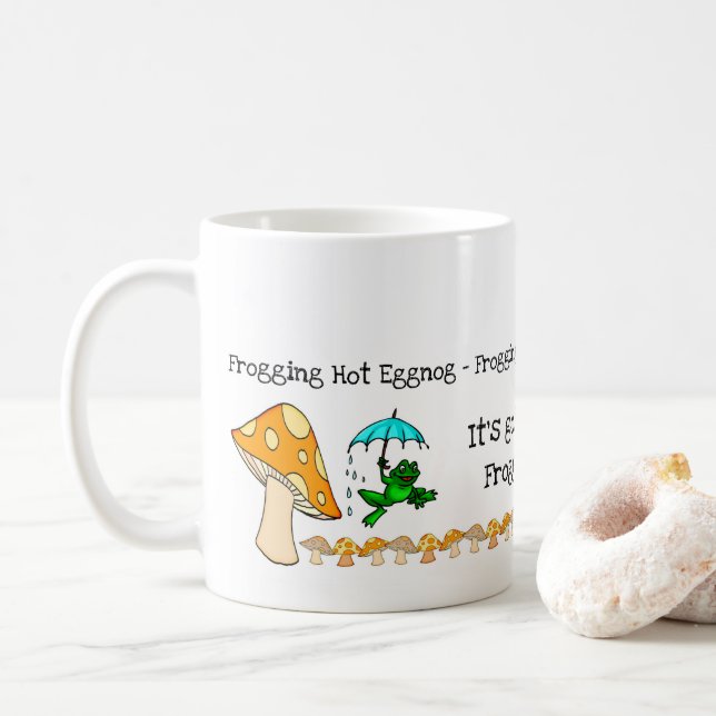 Frosch, Pilz, Frosch, heiße Eggnog-Tasse Kaffeetasse (Mit Donut)