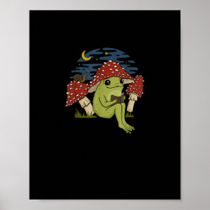 Frosch-Pilz-Hut-Lesebuch - Cottagecore-Gobli Poster