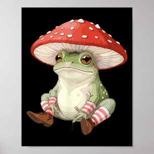 Frosch Pilz Wald Natur Ästhetik Cottagecore Poster