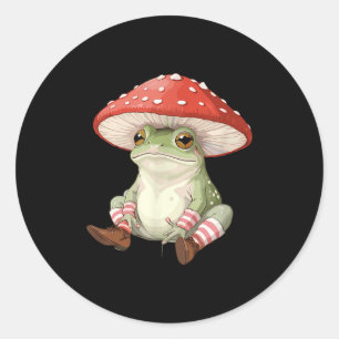 Frosch Pilz Wald Natur Ästhetik Cottagecore Runder Aufkleber