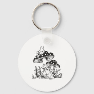 Frosch-Pilz-Wald-Vintage-Natur-Ästhetik-Cott Schlüsselanhänger
