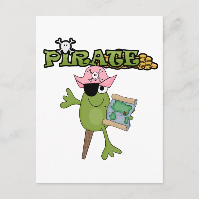 Frosch Pirate Girl Tshirts und Gifts Postkarte (Vorderseite)