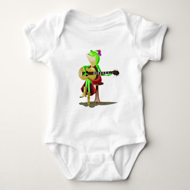 Frosch Playing Gitarre Baby Bodysuit Baby Strampler (Vorderseite)