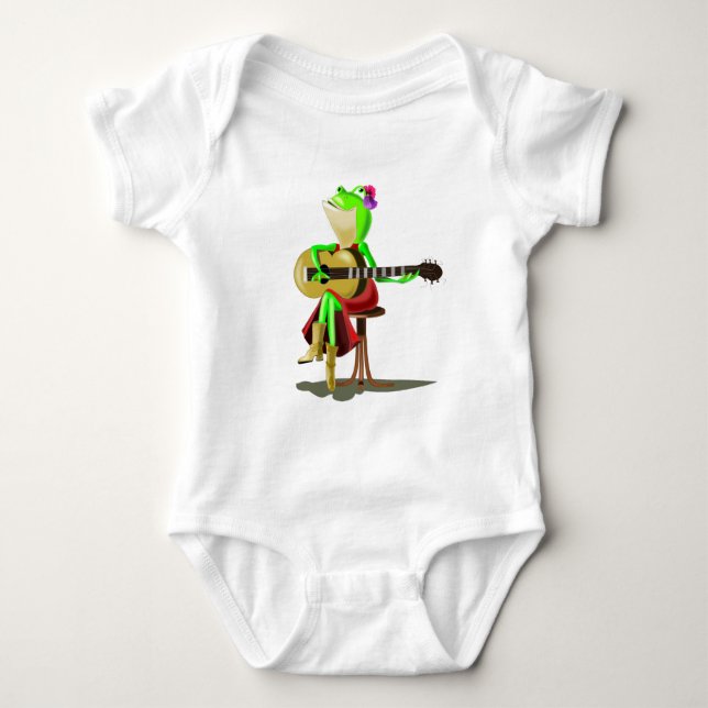 Frosch Playing Gitarre Baby Bodysuit Strampler (Vorderseite)