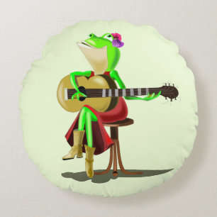 Frosch Playing Gitarre Pillows Rundes Kissen