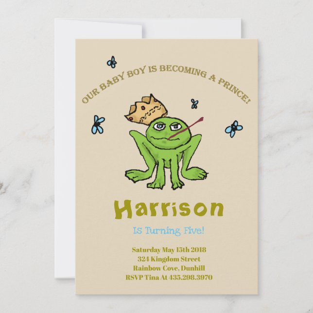 Frosch-Prinz Birthday Invitation Einladung (Vorderseite)