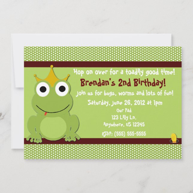 Frosch-Prinz Boys Birthday Invitation Einladung (Vorderseite)