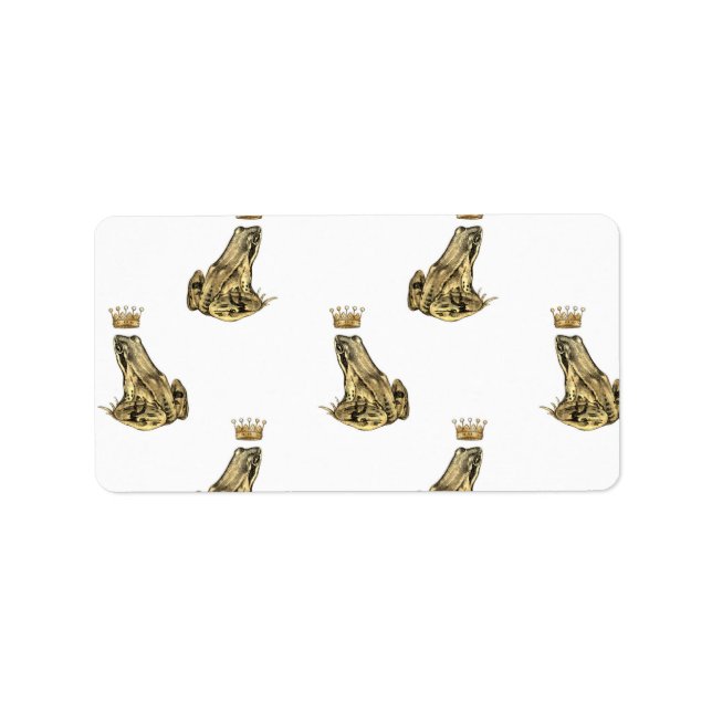 Frosch Prinz Magic Charm Fantasy Goldene Krone Adressaufkleber (Vorne)