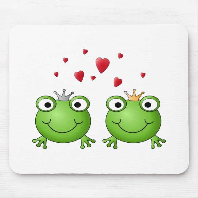 Frosch-Prinz und Frosch-Prinzessin, mit Herzen Mousepad (Vorne)