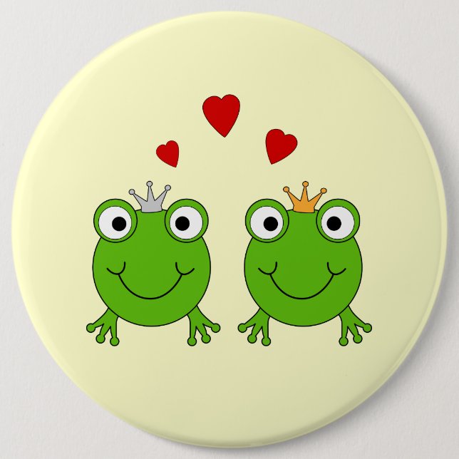 Frosch-Prinzessin und Frosch-Prinz, mit Herzen Button (Vorderseite)