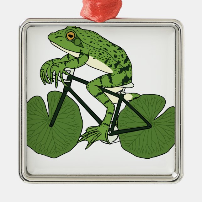 Frosch-Reitfahrrad mit Lilien-Auflage-Rädern Silbernes Ornament (Vorne)