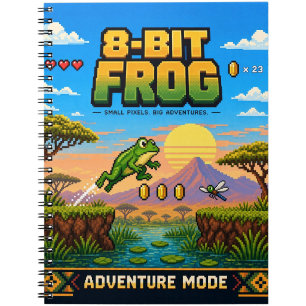 Frosch, Retro-8-Bit-Pixel-Art Notizblock