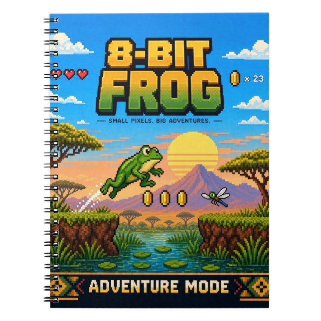 Frosch, Retro-8-Bit-Pixel-Art Notizblock (Vorderseite)